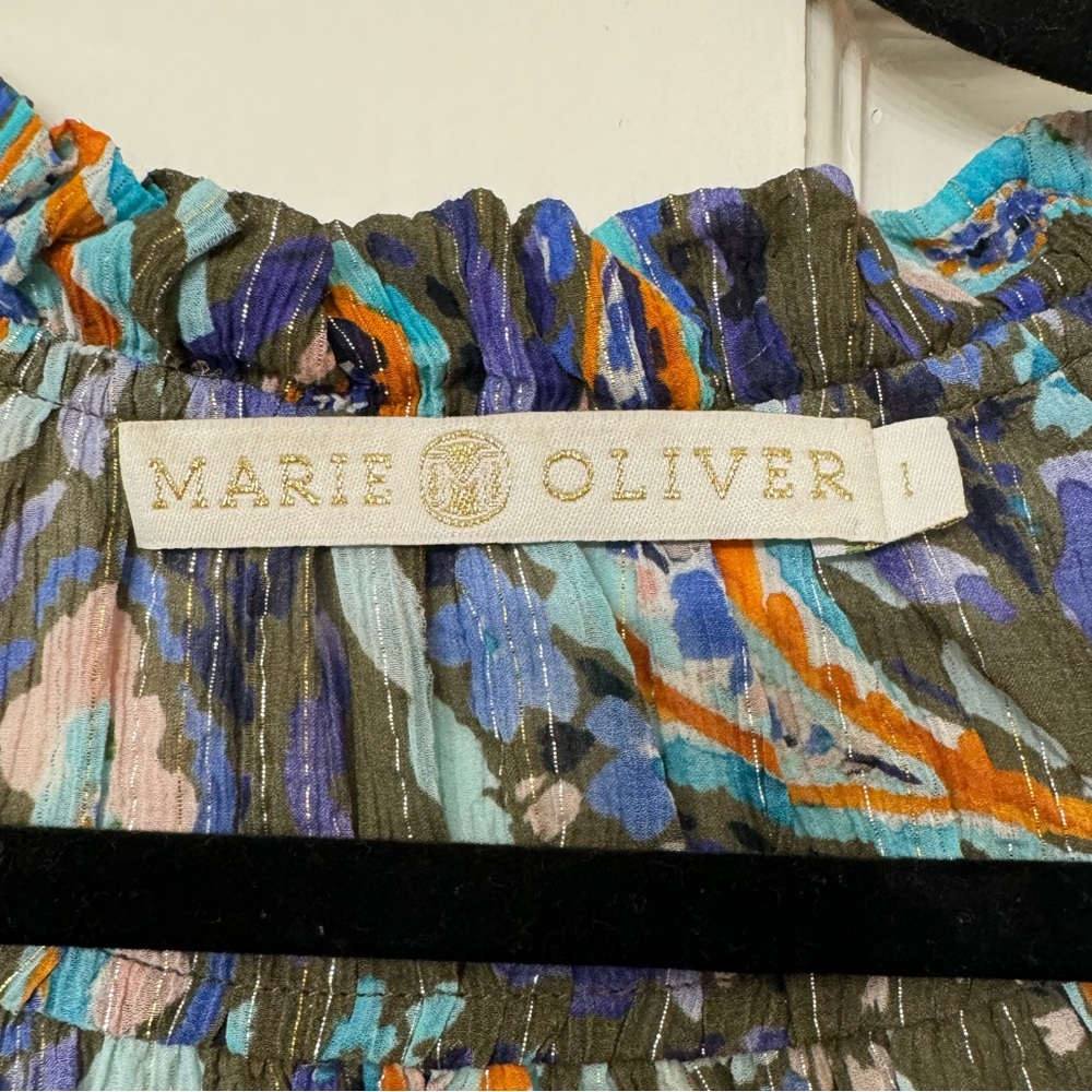 CROSBY by Mollie Burch Finley Top—Olive Paisley Size L - Picture 5 of 6
